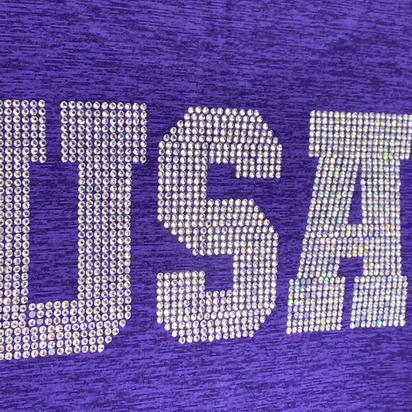 USA Shooting Rhinestone Bling Purple 1/4 Zip Sweatshirt Womens Size Large - Picture 6 of 12